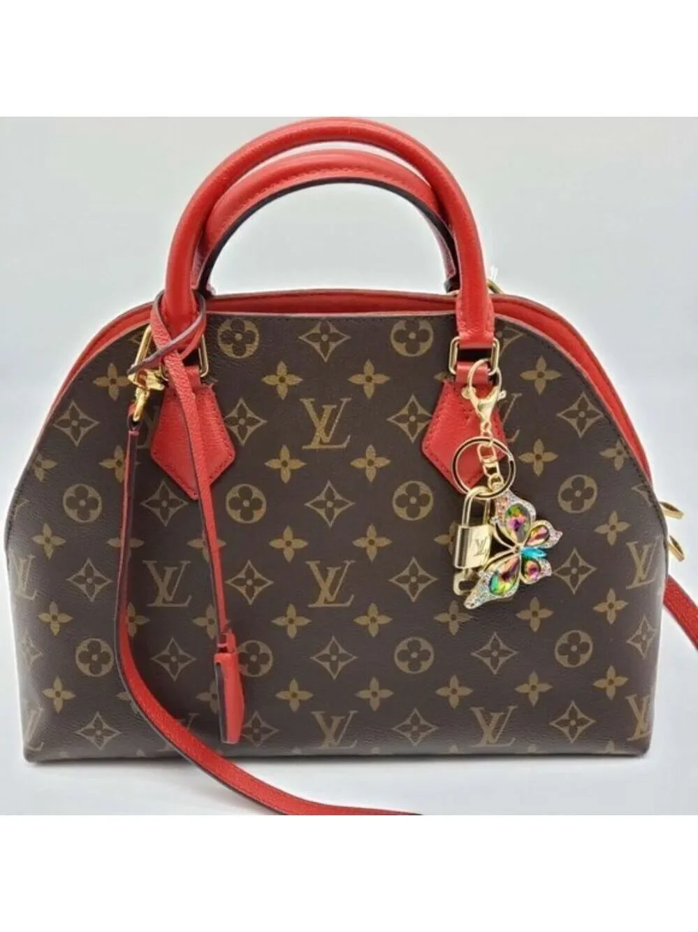 Authentic Louis Vuitton Gold Lock 🔒 Keychain Bag Unbranded Butterfly Charm LV